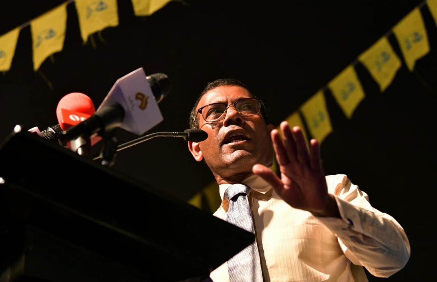 ނަޝީދު މިރޭ ވާހަކަފުޅު ދައްކަވަނީ. --- ފޮޓޯ: ހުސެއިން ވަހީދު/ މިހާރު