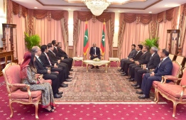 The newly appointed State Ministers at the President's Office during their meeting with President Ibrahim Mohamed Solih. PHOTO: PRESIDENT'S OFFICE