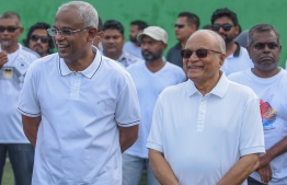 President Ibrahim Mohamed Solih alongside former President Maumoon Abdul Gayoom. PHOTO: AHMED NISHAATH/MIHAARU