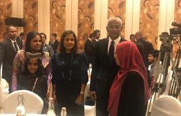 President Ibrahim Mohamed Solih meets with Maldivians resident in India. PHOTO: AHMED HAMDHOON/MIHAARU