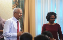 President Ibrahim Mohamed Solih (L) at Wednesday's press conference held at the President's Office. PHOTO: PRESIDENT'S OFFICE
