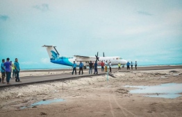 The first test flight to Maafaru International Airport.