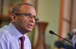 Husnu al-Suood, the president of the Commission on Investigation of Murders and Enforced Disappearances, speaks at a press conference. FILE PHOTO/MIHAARU
