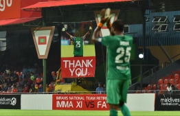 Former national team goalkeeper Imran Abdulla bids farewell to international football. PHOTO: NISHAN ALI/MIHAARU