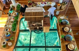 Overhead view of a sumptuous breakfast buffet at Six Senses Laamu. PHOTO: HAWWA AMAANY ABDULLA / THE EDITION