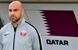 Qatar's coach Felix Sanchez looks on during the 2019 AFC Asian Cup group E football match between North Korea and Qatar at the Khalifa bin Zayed stadium in al-Ain on January 13, 2019. (Photo by Giuseppe CACACE / AFP)