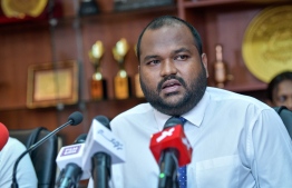 Minister of Tourism Ali Waheed speaks at press conference. PHOTO/MIHAARU