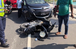 The motorbike involved in an accident on Sinamale' bridge, in January 2019.