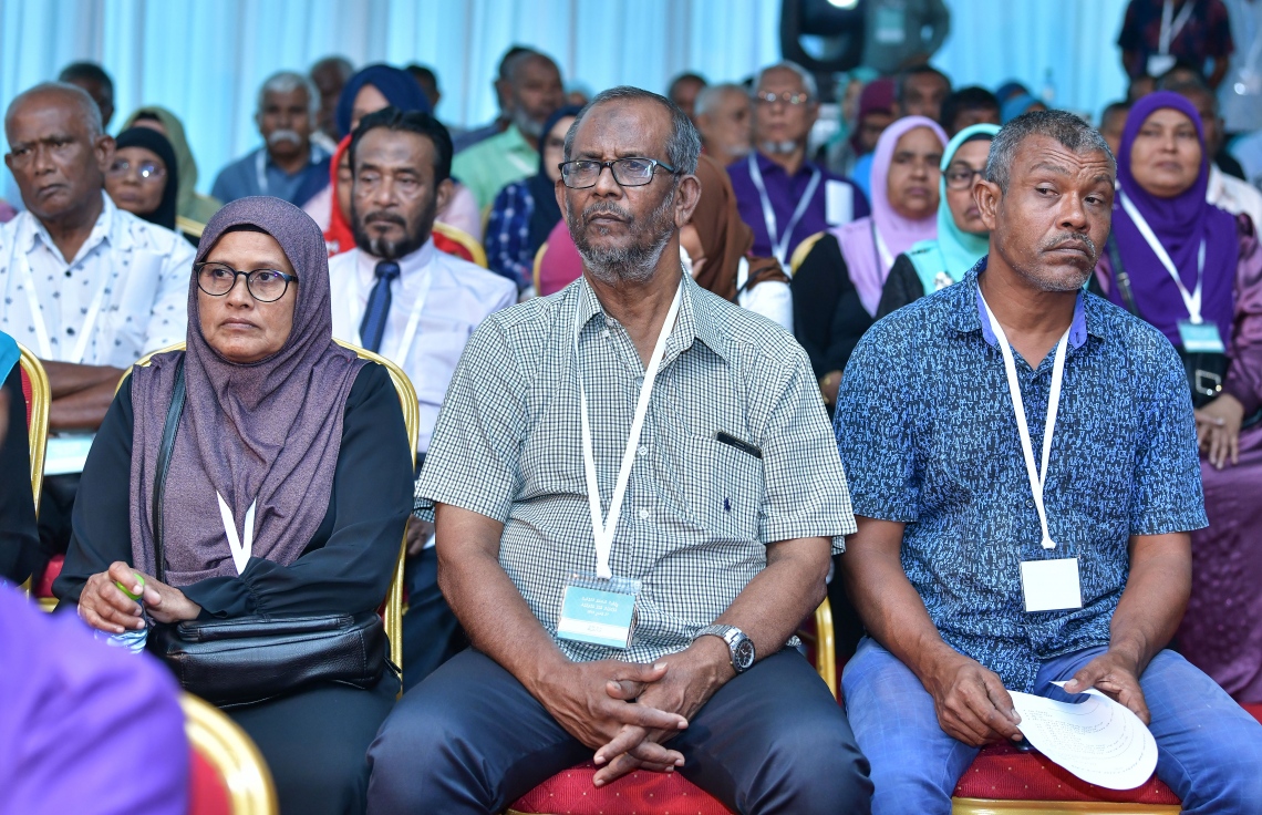 މާލެ: ޖެނުއަރީ 27، 2019- ޕީޕަލްސް ނެޝެނަލް ކޮންގްރެސް (ޕީއެންސީ) އުފެއްދުމަށް ދަރުބާރުގޭގައި ބޭއްވި ޖަލްސާ ގައި ބައިވެރިވި ބައެއް މީހުން.---ފޮޓޯ: ނިޝާން އަލީ/މިހާރު