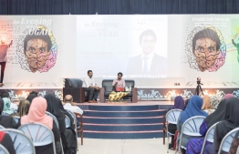 Professor Ugail participating in the talk show held in Kudahuvadhoo, Dhaalu Atoll. PHOTO:  DHAALU ATOLL COUNCIL