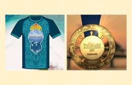The newly unveiled Tee and Medal of the Maldives International Marathon. PHOTO: FACEBOOK / MALDIVES INTERNATIONAL MARATHON