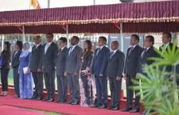 Colombo, February 5, 2019: The Maldivian delegation during the ceremony held to officially welcome Maldivian President Ibrahim Mohamed Solih and First Lady Fazna Ahmed on their first state visit to Sri Lanka. PHOTO/PRESIDENT'S OFFICE