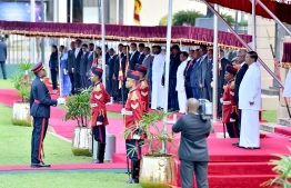 Colombo, February 5, 2019: During the ceremony held to officially welcome Maldivian President Ibrahim Mohamed Solih and First Lady Fazna Ahmed on their first state visit to Sri Lanka. PHOTO/PRESIDENT'S OFFICE