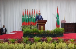 President Ibrahim Mohamed Solih delivering his presidential address at the inaugural session of the parliament. PHOTO: PRESIDENT'S OFFICE.