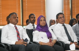 Minister of Housing and Urban Development Aminath Athifa at the launching ceremony. PHOTO: HUSSAIN WAHEED/MIHAARU