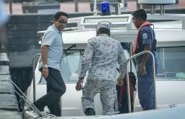 Former President Abdulla Yameen Abdul Gayoom being transported to Maafushi Prison. PHOTO: NISHAN ALI/ MIHAARU
