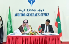 Signing Ceremony of the MOU between the top auditing institutions of Maldives and Saudi Arabia. PHOTO: AHMED NISHAATH/ MIHAARU