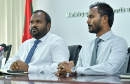 Former Minister of Tourism Minister alongside his legal surety, State Minister of Ministry of Youth Ashad Ali