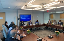 Minister of Foreign Affairs Abdulla Shahid participating in the round table discussions hosted by the Atlantic Council. PHOTO: MINISTRY OF FOREIGN AFFAIRS