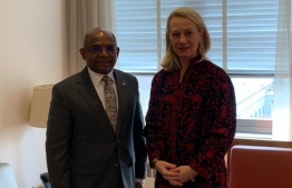 Minister of Foreign Affairs Abdulla Shahid with Ambassador of the United States to Maldives Alice G. Wells. PHOTO: MINISTRY OF FOREIGN AFFAIRS