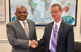Minister of Foreign Affairs Abdulla Shahid with Ed Gresser, Assistant United States Trade Representative for Trade Policy and Economics. PHOTO: MINISTER OF FOREIGN AFFAIRS