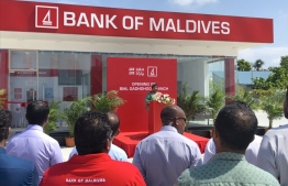 The inauguration ceremony of the self-service banking centre in Gadhdhoo, Gaafu Dhaalu Atoll. PHOTO: BANK OF MALDIVES