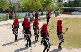 Traditional dance being performed by female students from Thulhadhoo School. PHOTO: STAND UP FOR OUR SEAS