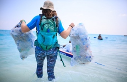 Stand up for our seas members carrying out a clean up. PHOTO: JAMES APPLETON/ STAND UP FOR OUR SEAS