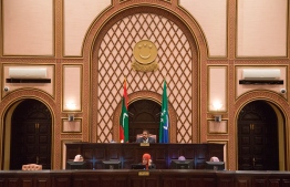 Speaker of Parliament, Qasim Ibrahim, during a sitting. PHOTO/MAJILIS