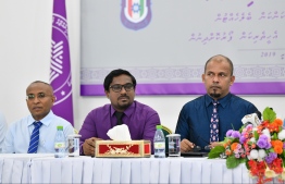 Members of the Elections Commission at a press conference. PHOTO/MIHAARU