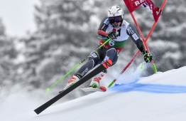 Norway's Henrik Kristoffersen competes in the first run of the Men's Giant slalom event at the FIS Alpine Ski World Cup in Bansko on February 24, 2019. (Photo by Dimitar DILKOFF / AFP)