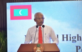 President Ibrahim Mohamed Solih speaking at the opening ceremony of The National Dialogue on Promoting Peace and Security. PHOTO: PRESIDENTS OFFICE
