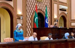 Minister Athifa addressing the parliament. PHOTO: PARLIAMENT