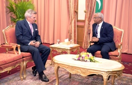 Spanish Ambassador to Maldives José Ramón Barañano Fernández with President Ibrahim Mohamed Solih. PHOTO: PRESIDENT'S OFFICE