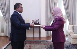 Maldivian Ambassador to Singapore presents letter of credence to President of Singapore. PHOTO: MINISTRY OF FOREIGN AFFAIRS