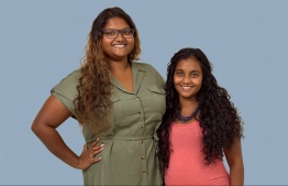 Singer extraordinare and daughter of musical legend Nishfa Nashid (left) stands with her cousin and close friend, former Maldivian Idol Judge and amazing singer Zara Mujuthaba (right). PHOTO: THE EDITION / HAWWA AMAANY ABDULLA