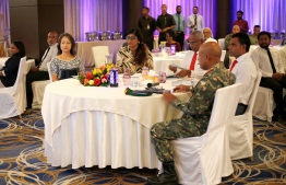 Sitting with Maldives Defence Minister at the High-Level Dialogue on Preventing Violent Extremism in the Maldives. PHOTO: Ashwa Faheem / UNDP Maldives