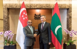 Minister of Foreign Affairs Abdulla Shahid and Singapore's Foreign Minister Dr Vivin Balakrishnan. PHOTO: FOREIGN MINISTRY