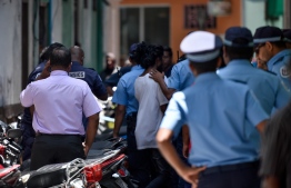 (FILE) Police active on an operation in Male' on March 10, 2019 -- Photo: Mihaaru