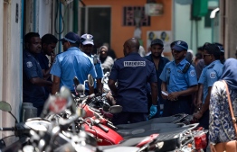 Officers of Maldives Police Service active at a crime scene-- Photo: Mihaaru