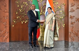 Indian Minister of External Affairs Sushma Swaraj and Minister of Foreign Affairs Abdulla Shahid PHOTO: MINISTRY OF FOREIGN AFFAIRS