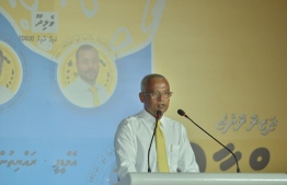 President Ibrahim Mohamed Solih at the campaign reception in Velidhoo, Noonu Atoll. PHOTO: MALDIVIAN DEMOCRATIC PARTY