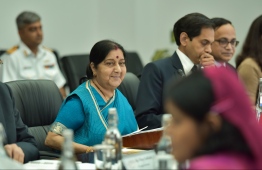 Indian Minister of External Affairs Sushma Swaraj during her official visit to Maldives in March 2019. PHOTO/MIHAARU