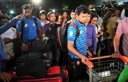 Bangladesh cricketer Abu Jayed (R) is seen upon the team's arrival from New Zealand in Dhaka on March 16, 2019, a day after narrowly escaping the mosque attack that killed 49 people in Christchurch. PHOTO: MUNIR UZ ZAMAN / AFP