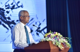 President Ibrahim Mohamed Solih speaking in the launching ceremony of SME Development Finance Corporation (SDFC). PHOTO: MIHAARU / HUSSAIN WAHEED