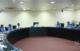 President Ibrahim Mohamed Solih meeting with top police officials. PHOTO: MALDIVES POLICE SERVICE