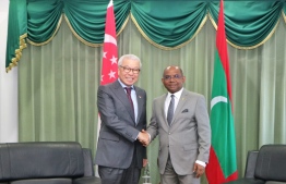 The Ambassador of Singapore to Maldives Chua Thian Poh and Minister of Foreign Affairs Abdulla Shahid. PHOTO: MINISTRY OF FOREIGN AFFAIRS