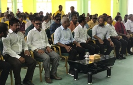 President Ibrahim Mohamed Solih (C) attends the MDP campaign gathering in HA.Hoarafushi. PHOTO/MDP 