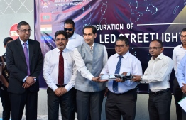 From the ceremony held to inaugurate replacing all lights on the streets of the capital Male’ with LED lights. PHOTO: HUSSAIN WAHEED / MIHAARU