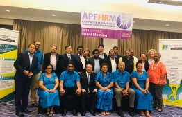 During the ceremony where Maldives Association of Human Resource Professional (MAHRP) attained membership in Asia Pacific Federation of Human Resource Management (APFHRM). PHOTO: MIHAARU FILES